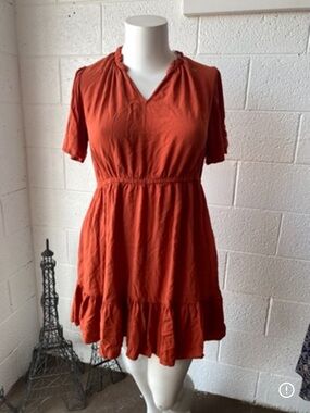 Knox Rose Rust Orange Ruffled Hem Dress
